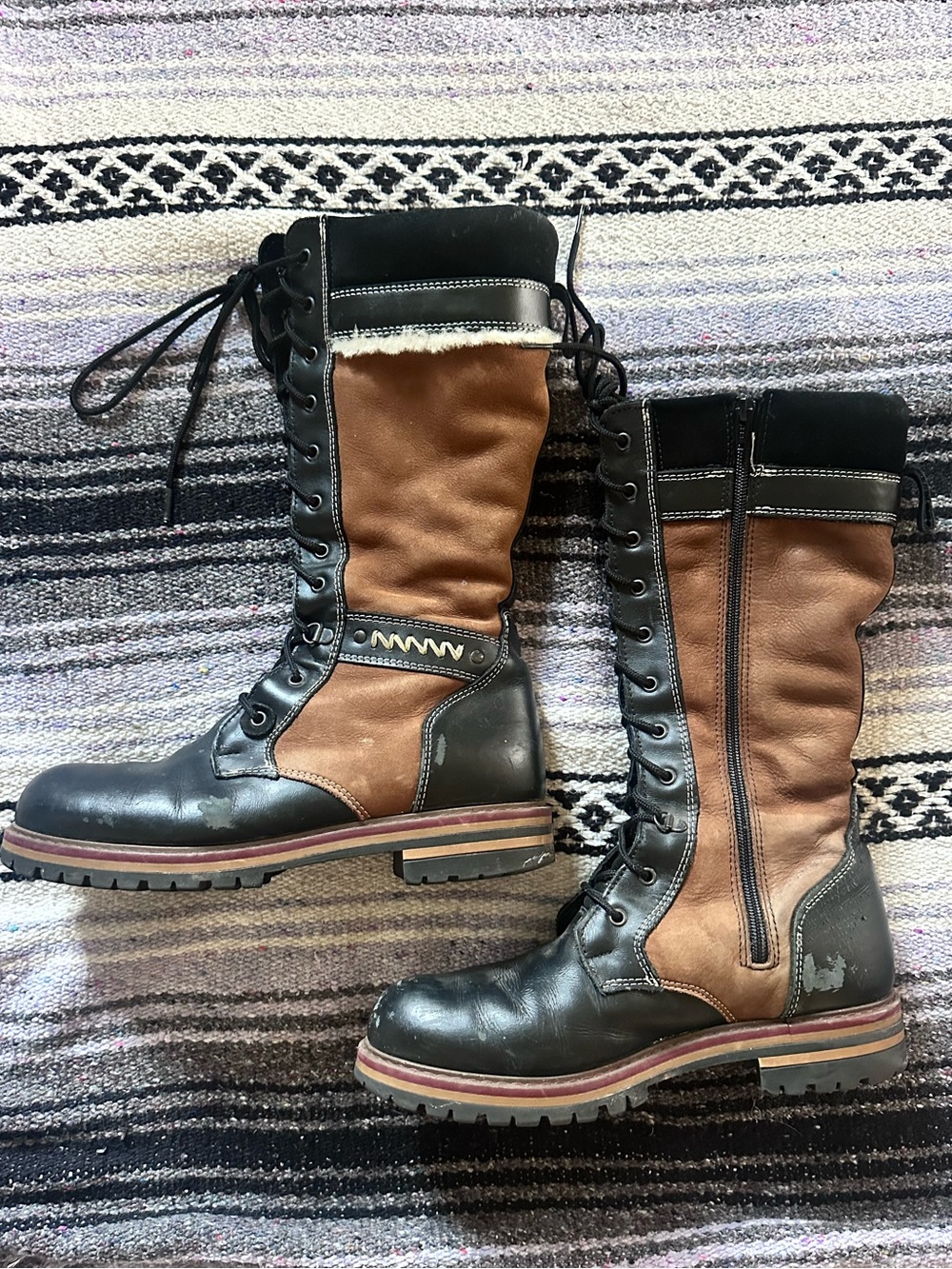 overland ilka wool-lined leather boots sheepskin size 42